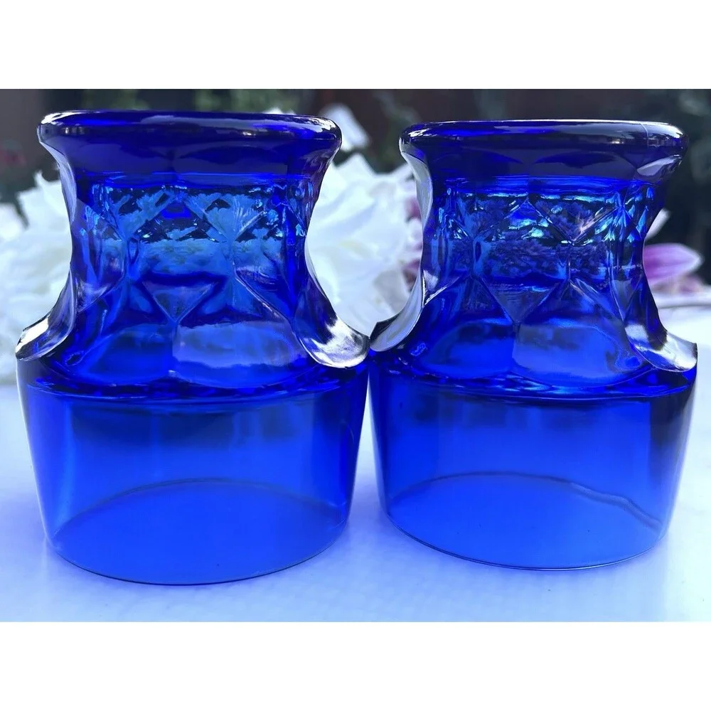 Vintage 1950’s Viking Glass Georgian Cobalt Blue Tumblers Set of 2 Mid Century